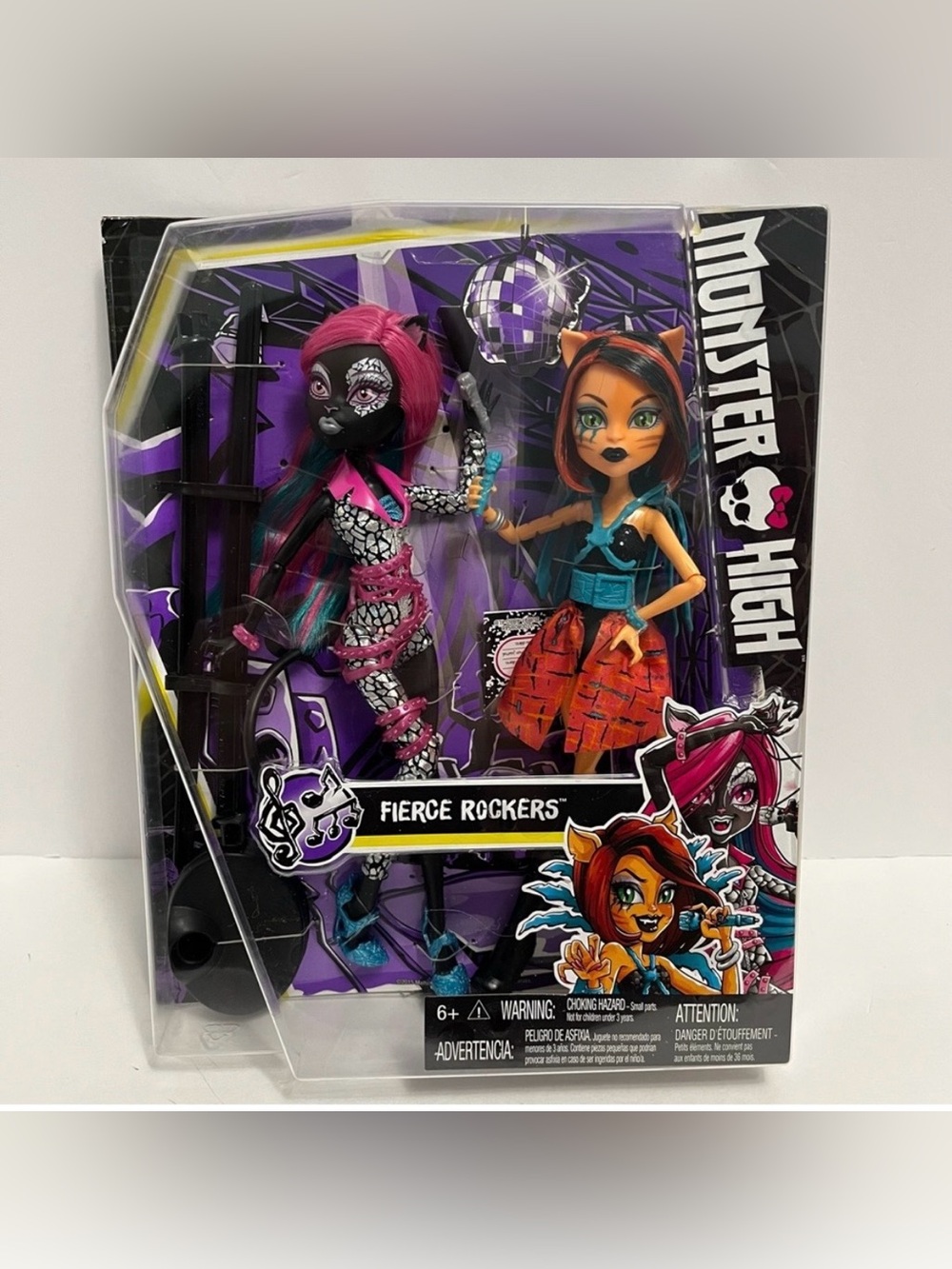 MONSTER HIGH DOLL FIERCE ROCKERS CATTY NOIR AND TORALEI STRIPE NRFB NWT